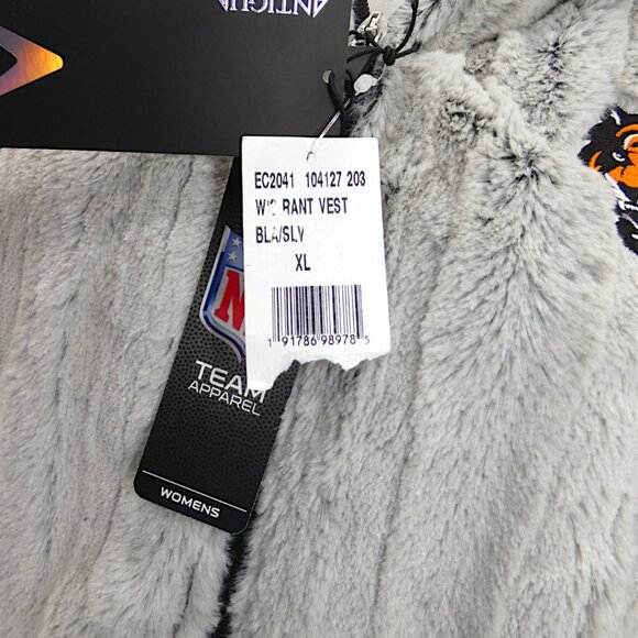 NWT NFL Bengals Faux Fur Vest XL Women’s Antigua Hooded Zip Team Apparel - Picture 12 of 14
